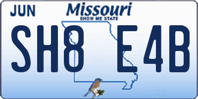 MO license plate SH8E4B