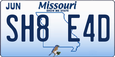 MO license plate SH8E4D