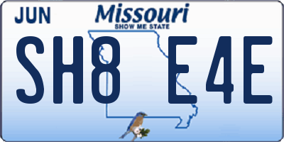MO license plate SH8E4E