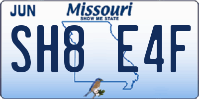 MO license plate SH8E4F