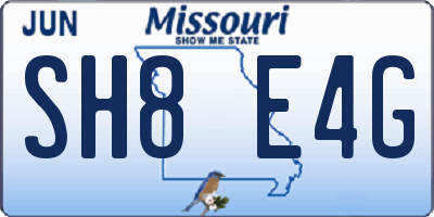 MO license plate SH8E4G