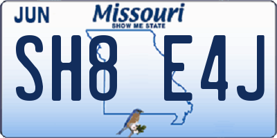 MO license plate SH8E4J