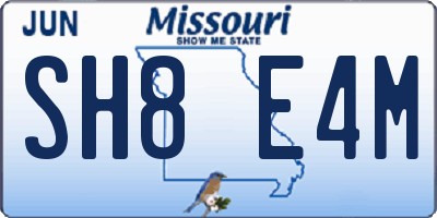 MO license plate SH8E4M
