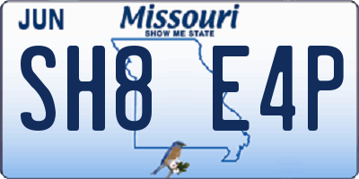 MO license plate SH8E4P