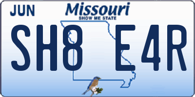 MO license plate SH8E4R
