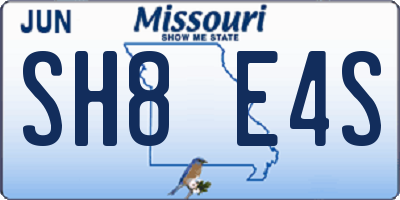 MO license plate SH8E4S
