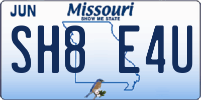 MO license plate SH8E4U