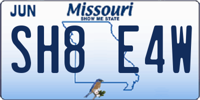 MO license plate SH8E4W
