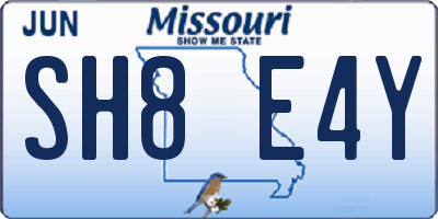 MO license plate SH8E4Y