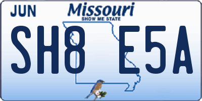 MO license plate SH8E5A