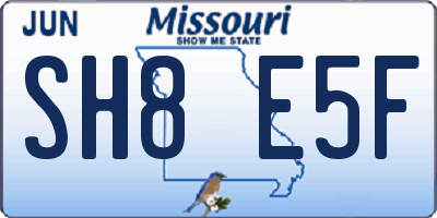 MO license plate SH8E5F