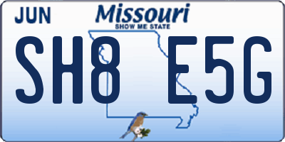 MO license plate SH8E5G