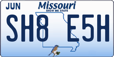 MO license plate SH8E5H