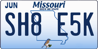 MO license plate SH8E5K