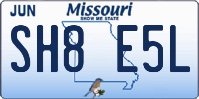 MO license plate SH8E5L