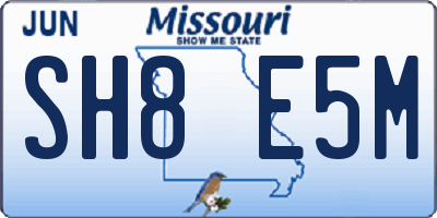 MO license plate SH8E5M