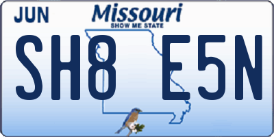 MO license plate SH8E5N