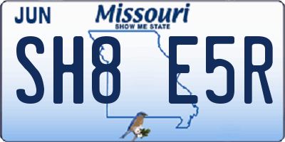 MO license plate SH8E5R