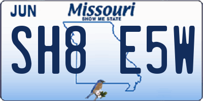 MO license plate SH8E5W