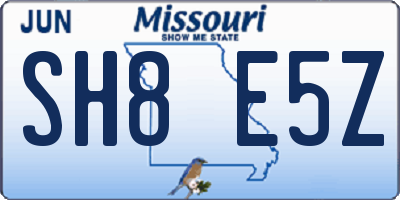 MO license plate SH8E5Z