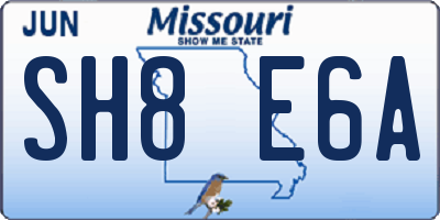 MO license plate SH8E6A