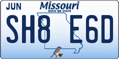 MO license plate SH8E6D