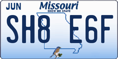 MO license plate SH8E6F