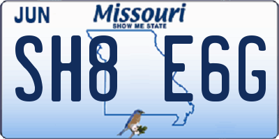 MO license plate SH8E6G