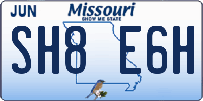 MO license plate SH8E6H