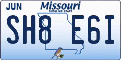 MO license plate SH8E6I