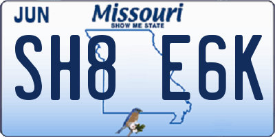 MO license plate SH8E6K