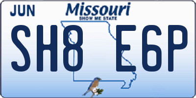 MO license plate SH8E6P