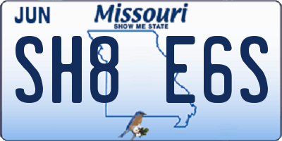 MO license plate SH8E6S