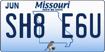 MO license plate SH8E6U