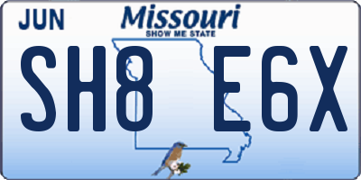 MO license plate SH8E6X