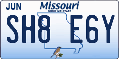 MO license plate SH8E6Y