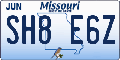 MO license plate SH8E6Z