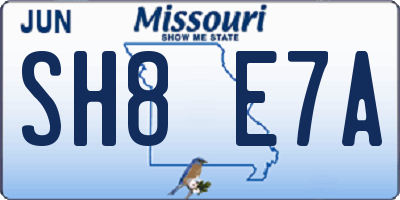 MO license plate SH8E7A