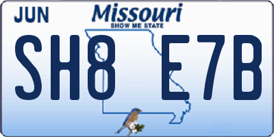 MO license plate SH8E7B