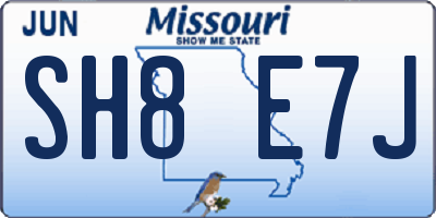 MO license plate SH8E7J