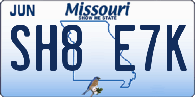 MO license plate SH8E7K
