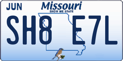 MO license plate SH8E7L