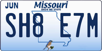 MO license plate SH8E7M