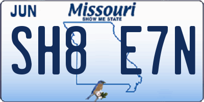 MO license plate SH8E7N