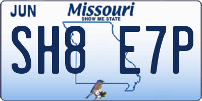 MO license plate SH8E7P