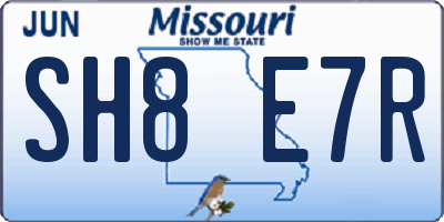 MO license plate SH8E7R