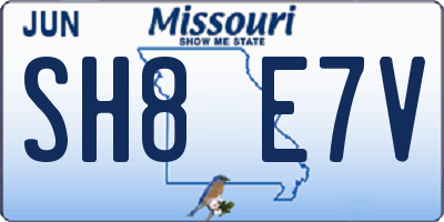 MO license plate SH8E7V
