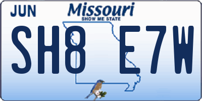 MO license plate SH8E7W