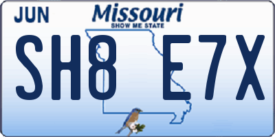MO license plate SH8E7X