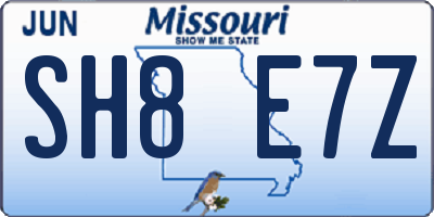 MO license plate SH8E7Z